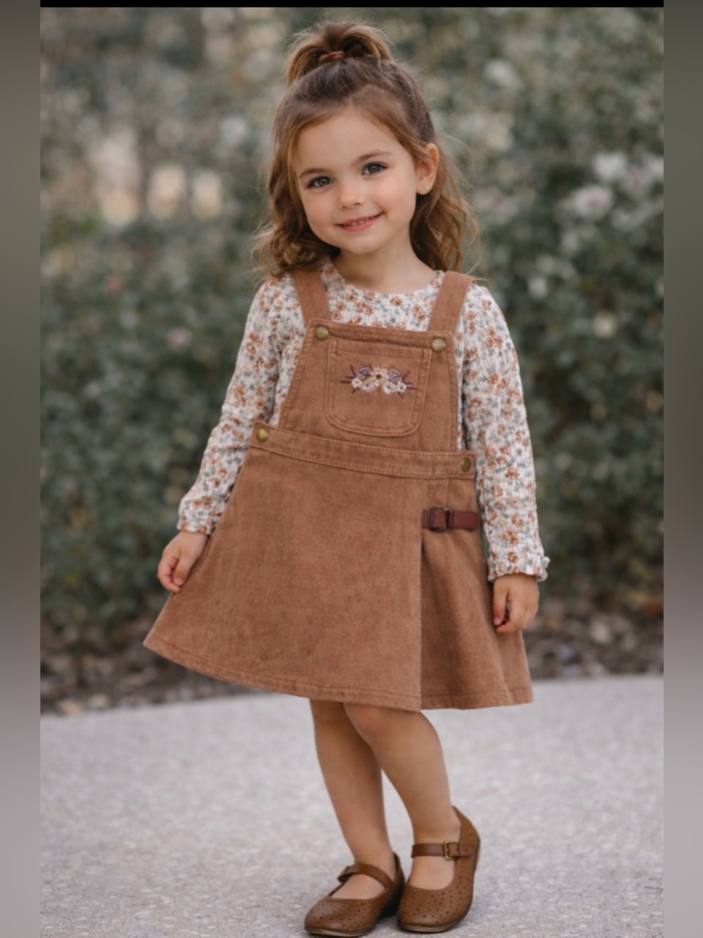 Toddler Floral Overall Dress Brown 3T Boho